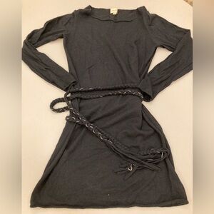 Ella Moss Black Long Sleeve sweater Mini Dress with Braided Accent women’s M